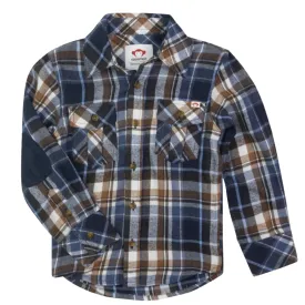 Appaman - Boys Flannel Shirt in Navy/Brown Plaid