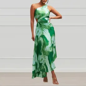 Fashion Diagonal Collar Midi Dress