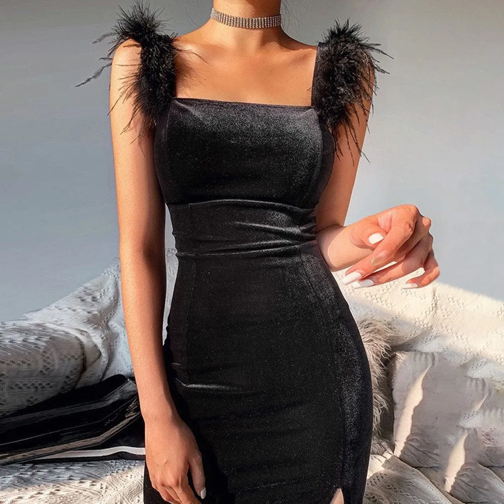 Fashion Elegant Slim Fit High Slit Midi Dress