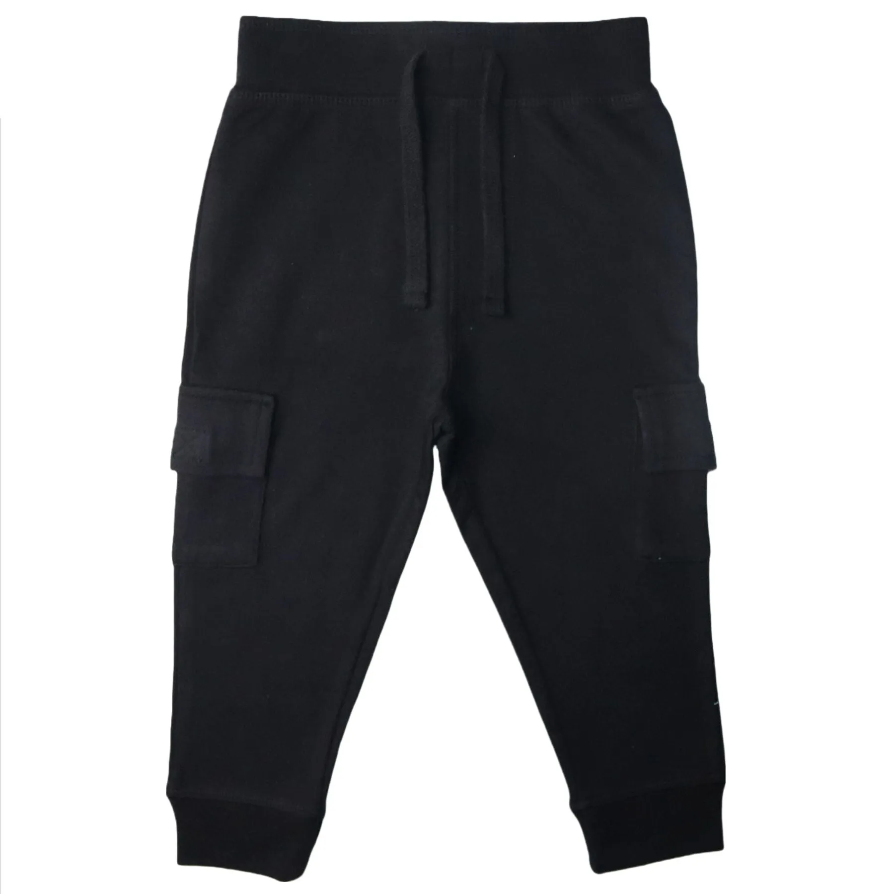 Kids Solid Pocket Joggers - Black