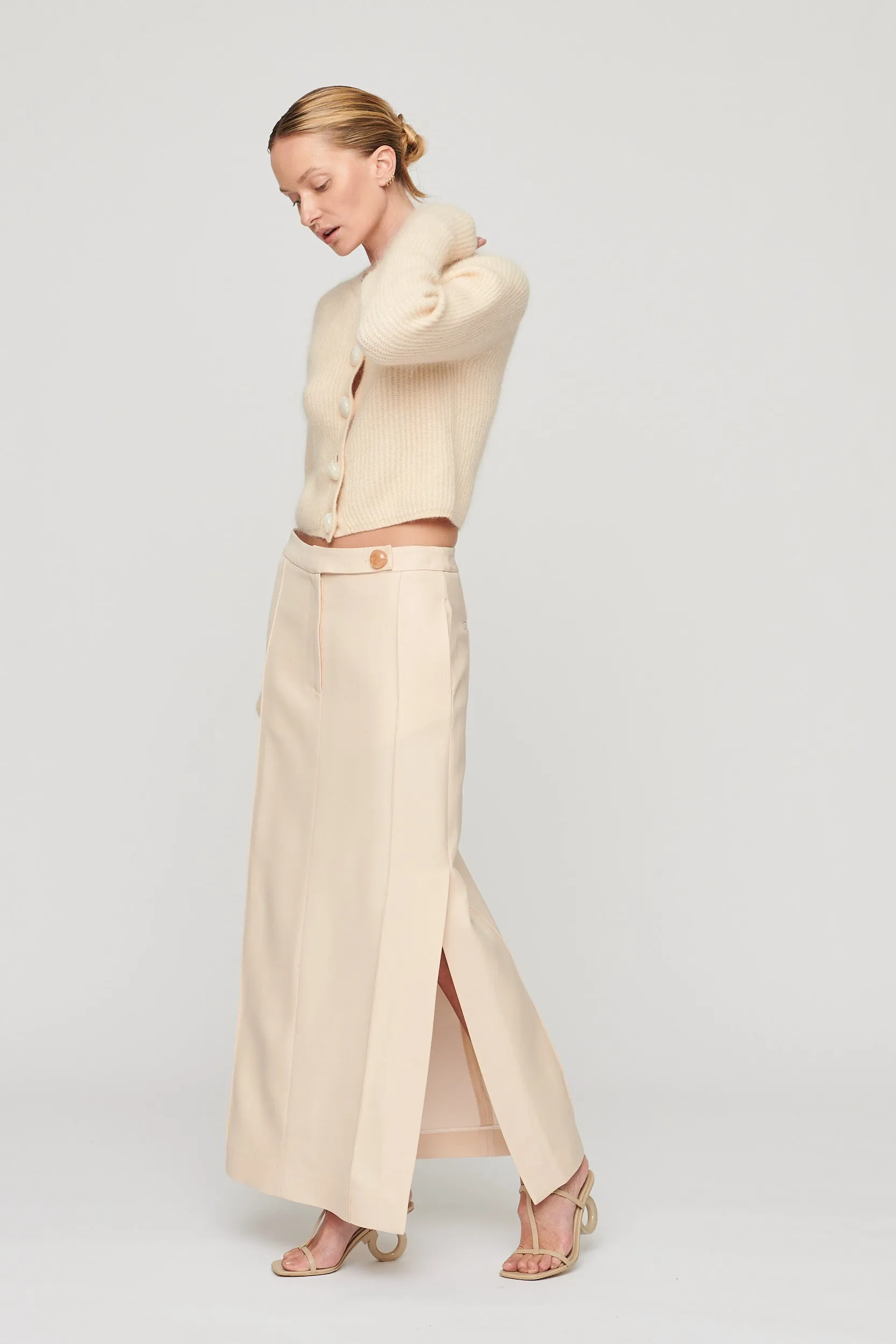 Kingston Pintuck Skirt Macadamia