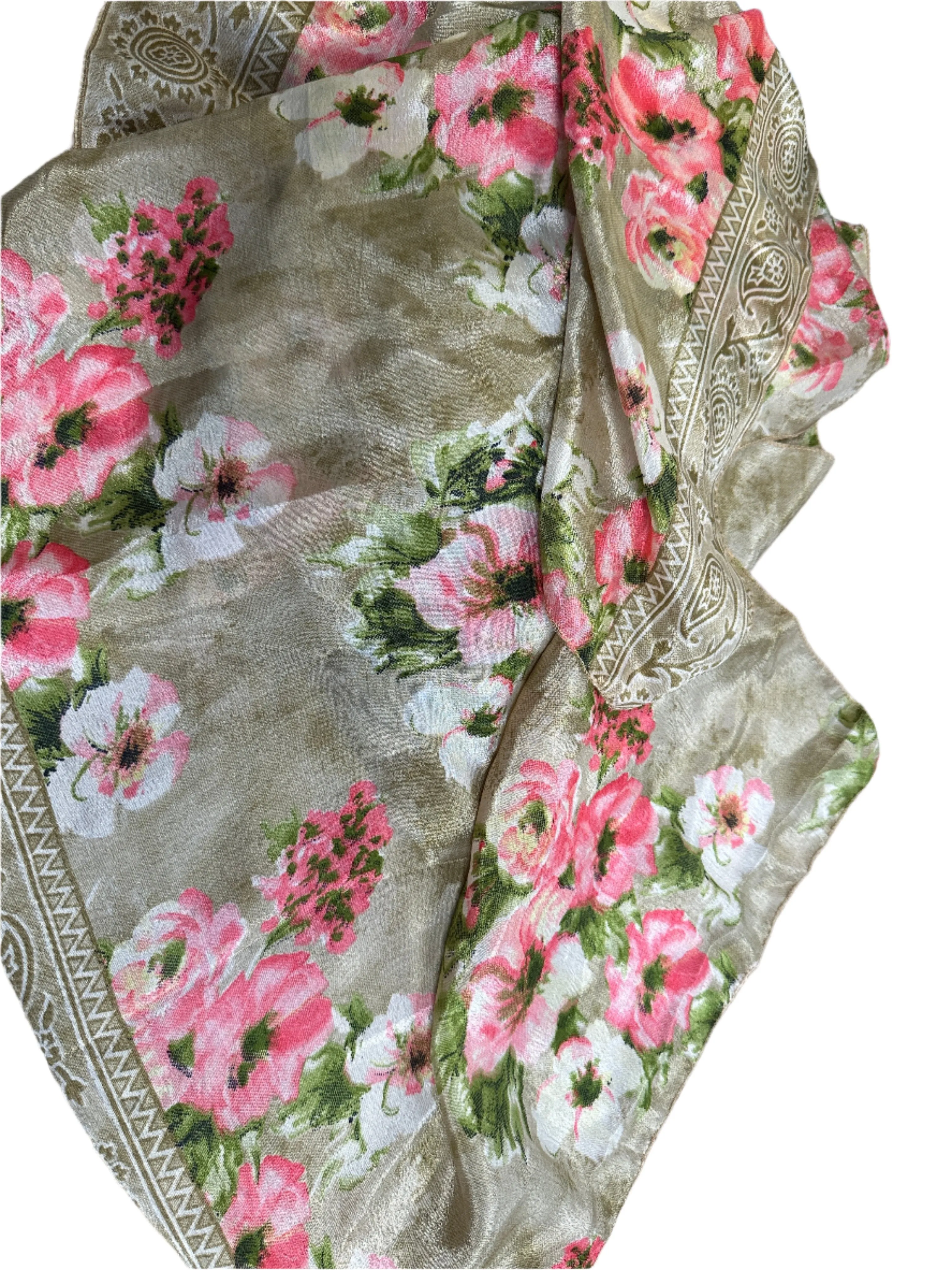 Vintage Floral Silk Scarf