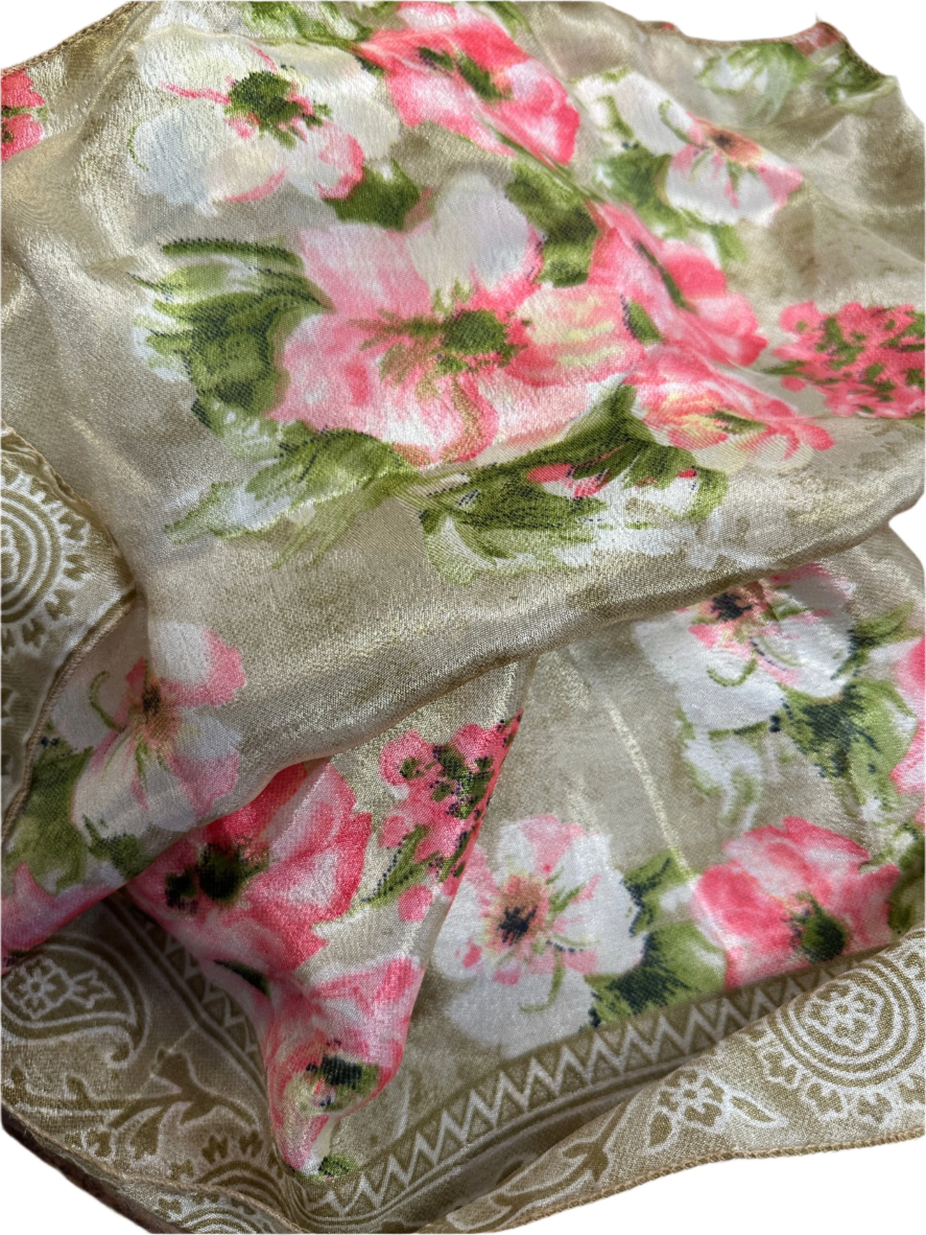 Vintage Floral Silk Scarf
