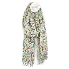 White Multi Wildflower Meadow Print Modal Scarf