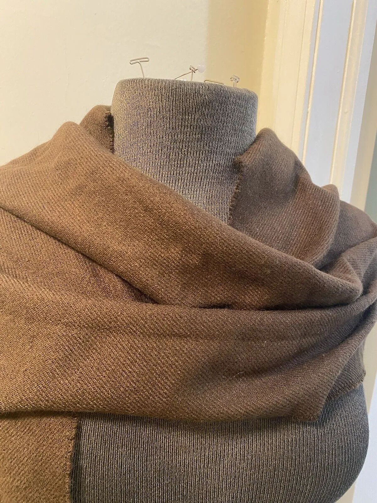 Women’s Brown Neck Scarf with Fringe 70X12 Winter Accessory by Covington NWT